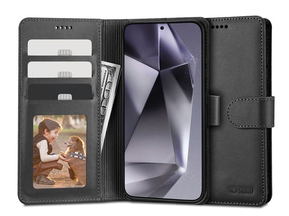 Tech-Protect TP690541 Samsung Galaxy S24 Wallet flipes fekete bőrtok