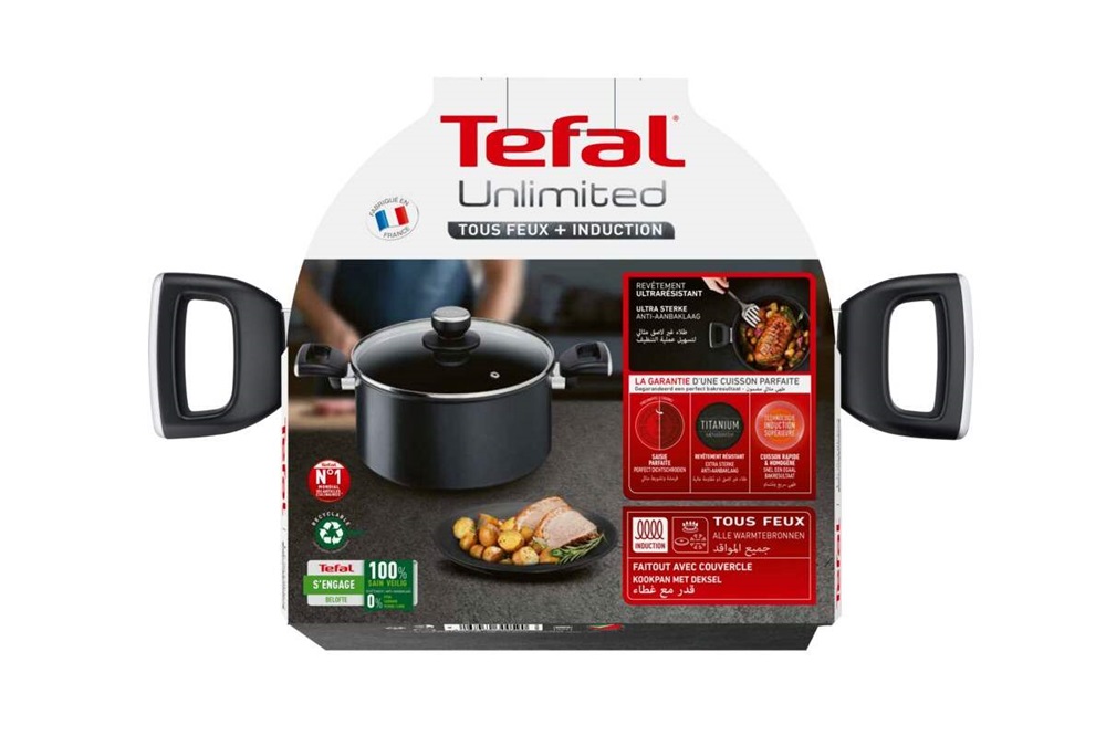 Tefal G2554672 Unlimited 24 cm-es fekete alumínium lábas és fedő szett