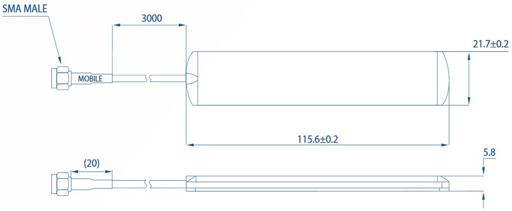 Teltonika PR1AS420 Mobile ragasztással rögzíthető SMA antenna