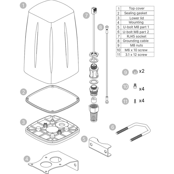 Teltonika PR1ICA70 kültéri IP67 4,5dBi 5G LTE Wi-Fi/GPS Omni antenna Teltonika RUTX50 routerhez