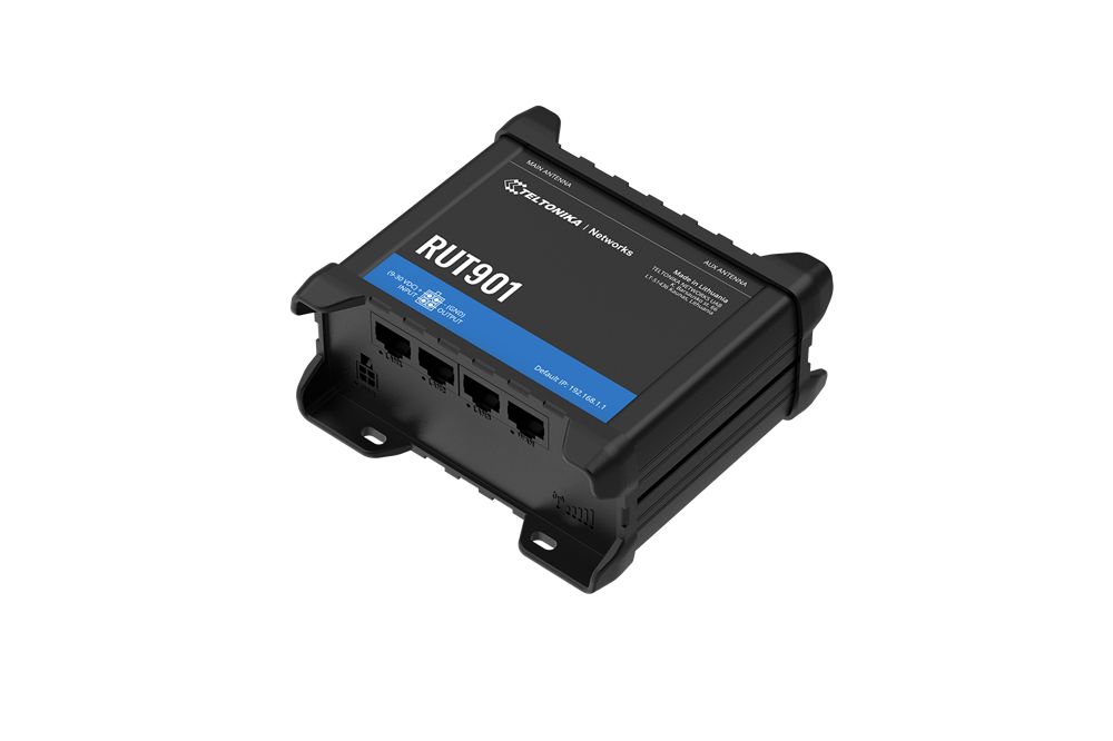 Teltonika RUT901 3x10/100 FE LAN 1x10/100FE LAN/WAN 2xminiSIM slot 2,4GHz WiFi 4G/LTE CAT4 Vezeték nélküli ipari router