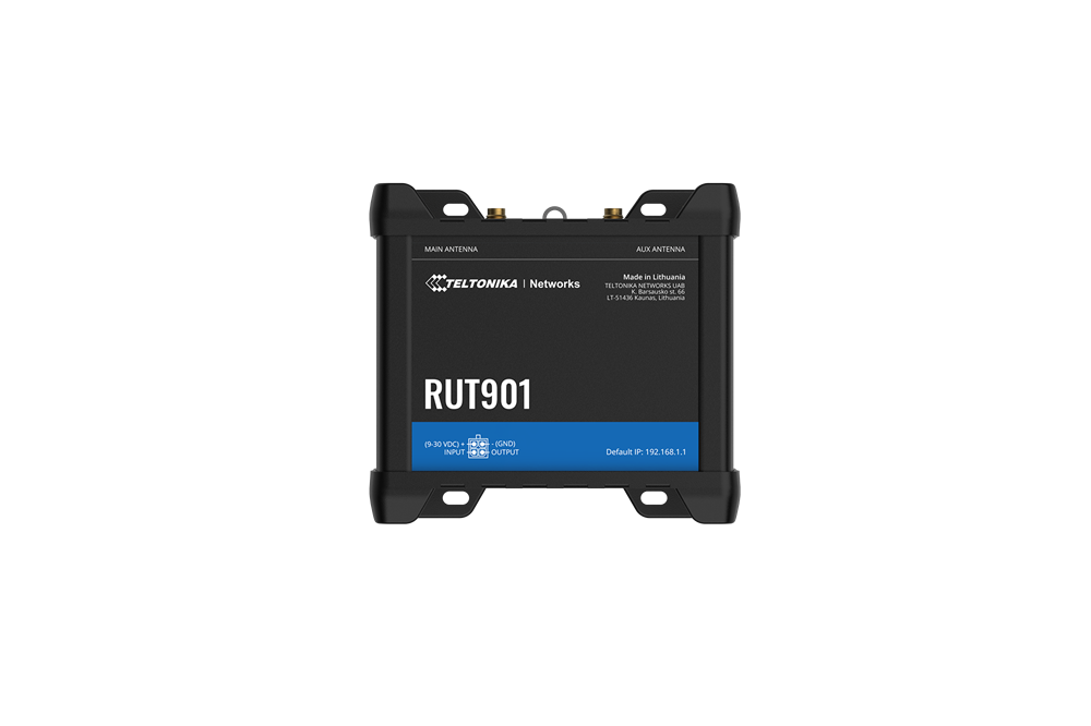 Teltonika RUT901 3x10/100 FE LAN 1x10/100FE LAN/WAN 2xminiSIM slot 2,4GHz WiFi 4G/LTE CAT4 Vezeték nélküli ipari router