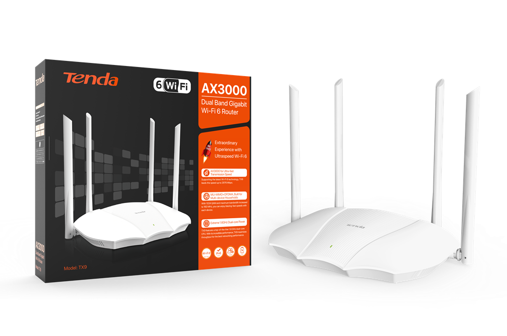 Tenda TX9 AX3000 Wi-Fi 6 802.11ax Dual-Band vezeték nélküli router