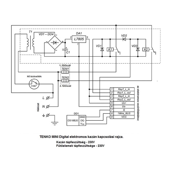 Tenko DKEM 220V 3,0kW Mini Digital elektromos kazán