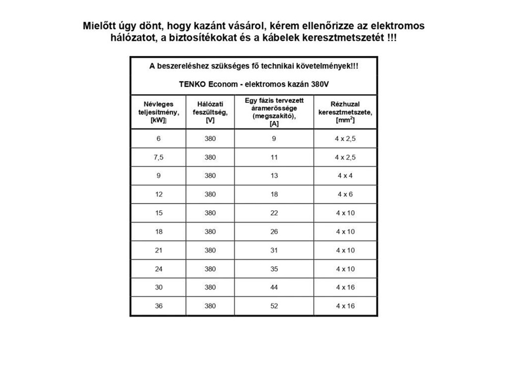 Tenko KE 380V 18kW Ekonom elektromos kazán