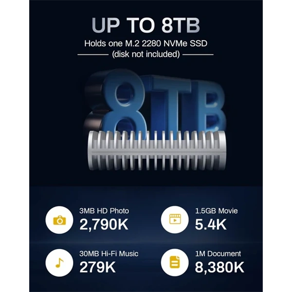 TerraMaster D1-SSD-P(4GB) 8 TB USB4 40Gbps NVMe M.2 2280 SSD DAS