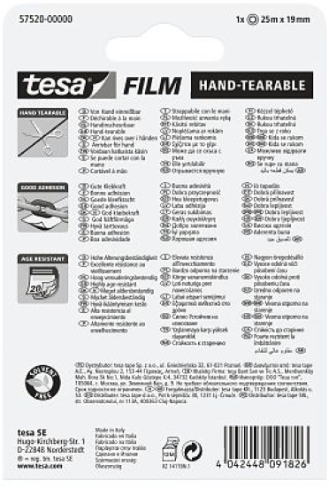 Tesa 57520 TesaFILM 25mx19 mm kézzel téphető ragasztószalag