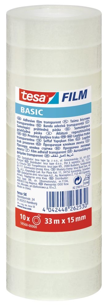 Tesa 58568 Basic 33mx15 mm 10 db/csomag átlátszó ragasztószalag