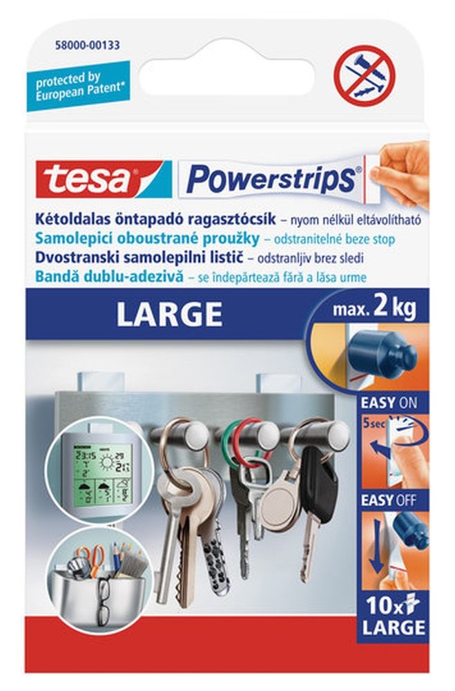 Tesa 58000 Powerstrips 50x20 mm 10 db kétoldalas ragasztócsík