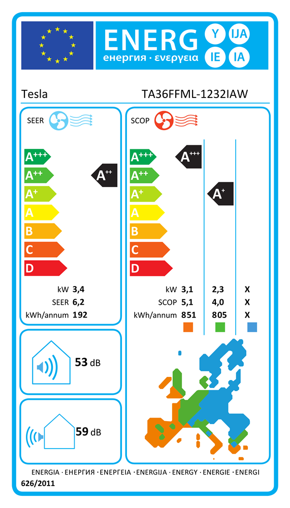 Tesla Select 3,6KW inverteres split klíma WIFI TA36FFML-1232IAW (Újszerű)