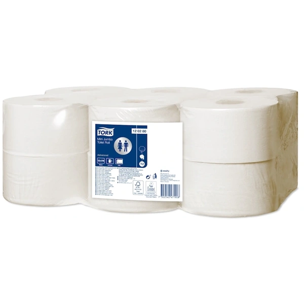 Tork 120280 Advanced Mini Jumbo T2 2 rétegű fehér 12 tek. közületi toalettpapír