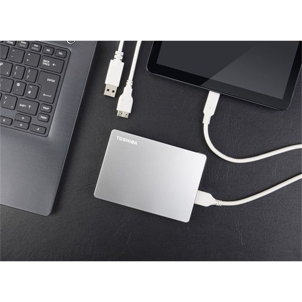 Toshiba 2.5" 2TB Canvio Flex (USB3.2 Gen 1. (USB-A, USB Type-C; ~5Gbps; exFAT+; Mac kompatibilis) ezüst külső winchester