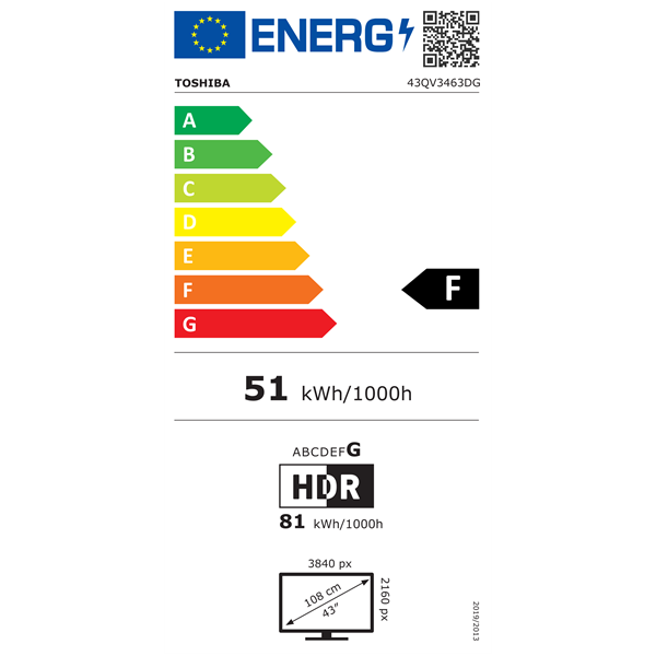 Toshiba 43" 43QV3463DG 4K UHD Smart QLED TV (Újracsomagolt)