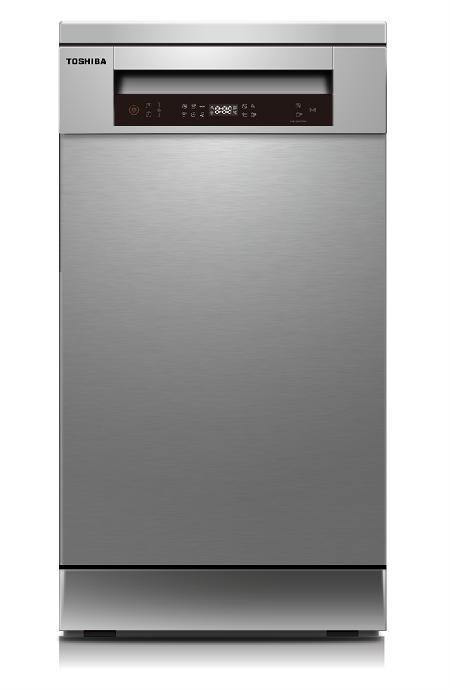 Toshiba DW-10F2EE(S) inox, programok száma: 6, keskeny szabadonálló, 10 terítékes mosogatógép 