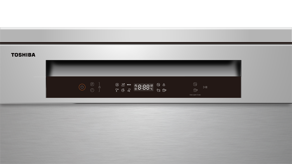 Toshiba DW-10F2EE(S) inox, programok száma: 6, keskeny szabadonálló, 10 terítékes mosogatógép (Újszerű)