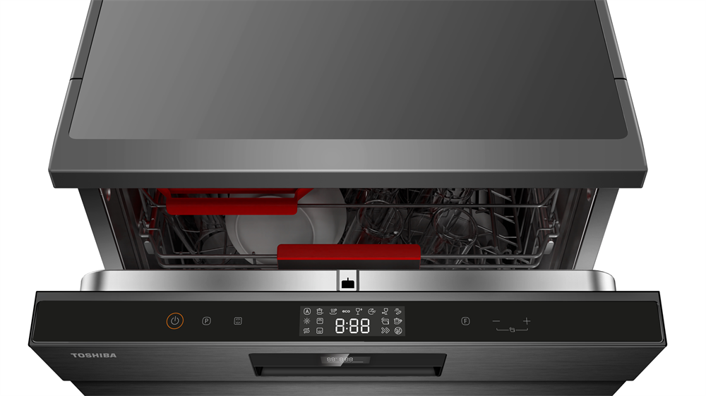 Toshiba DW-14F4EE(BS) fekete, programok száma: 8, szabadonálló, 14 terítékes mosogatógép 