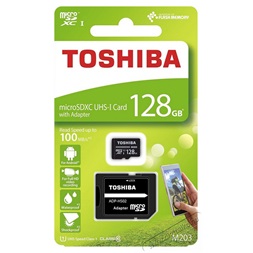 Toshiba M203 128GB SD micro (SDXC Class 10 UHS-I U1) (THN-M203K1280EA) memóriakártya adapterrel