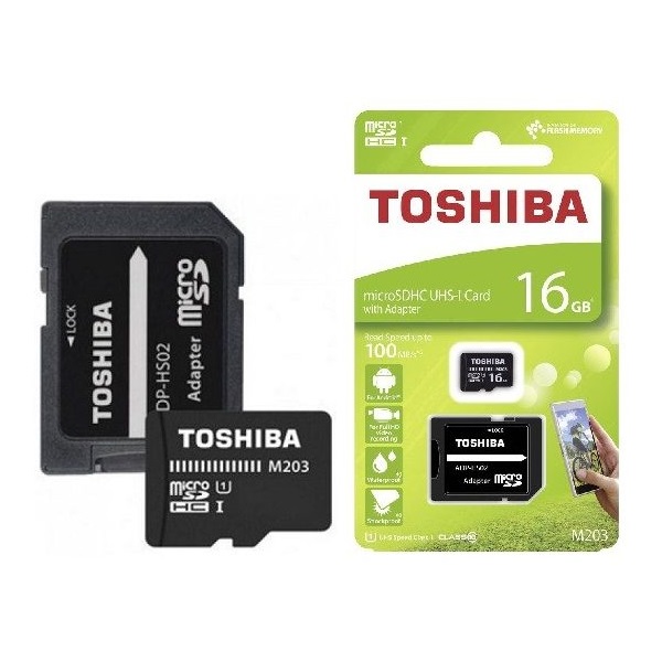 Toshiba M203 16GB SD micro (SDXC Class 10 UHS-I U1) (THN-M203K0160EA) memóriakártya adapterrel