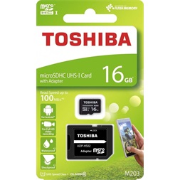 Toshiba M203 16GB SD micro (SDXC Class 10 UHS-I U1) (THN-M203K0160EA) memóriakártya adapterrel