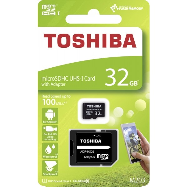 Toshiba M203 32GB SD micro (SDXC Class 10 UHS-I U1) (THN-M203K0320EA) memóriakártya adapterrel