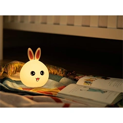Tracer Bunny, RGB LED, 5 színtónus, 4 világítási mód, Szilikon, Vezeték nélküli, éjszakai lámpa