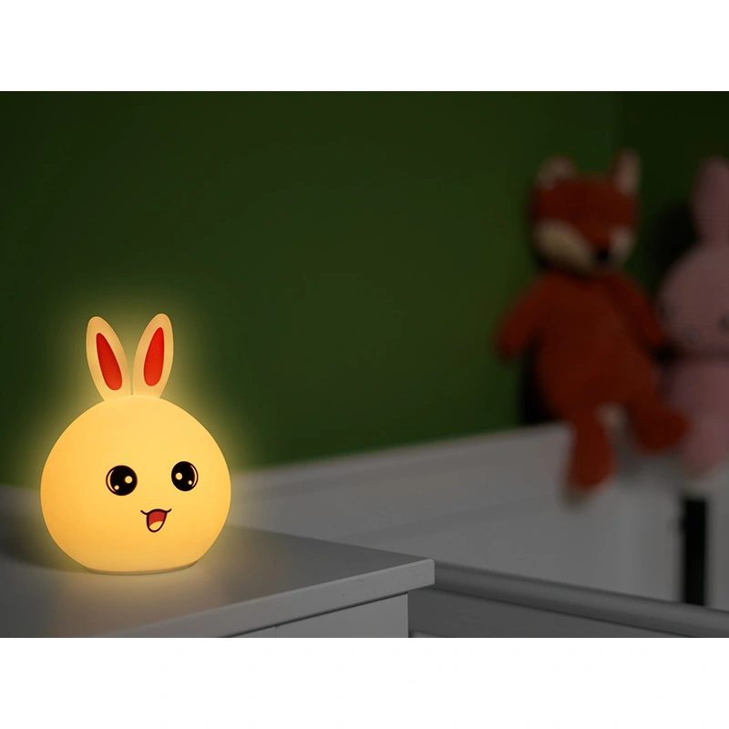 Tracer Bunny, RGB LED, 5 színtónus, 4 világítási mód, Szilikon, Vezeték nélküli, éjszakai lámpa
