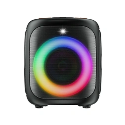 Tracer Cube20, 20W, TWS, RGB LED, FM rádió, karaoke, fekete hordozható hangszóró