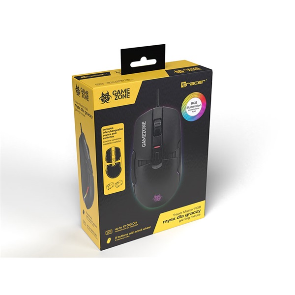 Tracer TRAMYS47507 Master GameZone RGB PixArt fekete vezetékes optikai egér