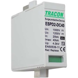 Tracon ESPD2-DC40-600 cserélhető betéttel T2 DC típusú túlfeszültség levezető