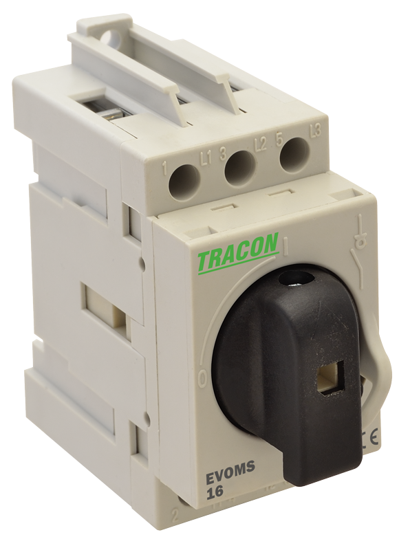 Tracon EVOMS40/3 400V, 50Hz, 40A, 3P, 10mm2 sorolható lakatolható szakaszoló kapcsoló