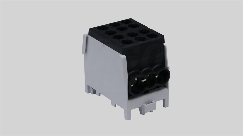 Tracon FLECU-25-16-3F sínre szerelhető, fekete főáramköri leágazó kapocs