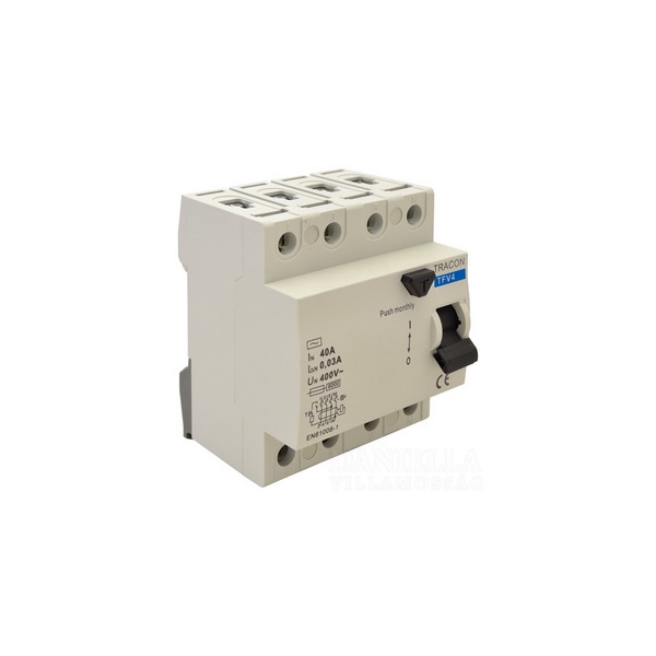 Tracon TFV4-25030 4 pólusú 25A 30mA 6kA AC áram-védőkapcsoló