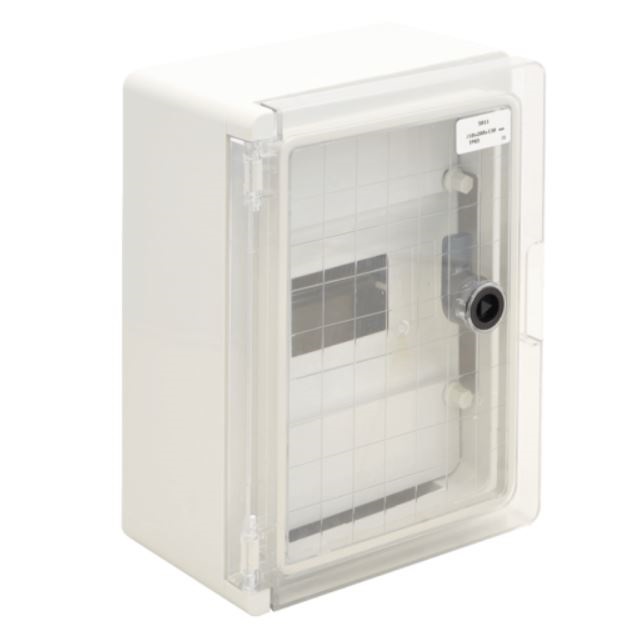 Tracon TME282113M 1×8mod/ H×W×D=280×210×130mm/ IP65/ IK10/ 1000V AC/DC maszkos műanyag elosztószekrény