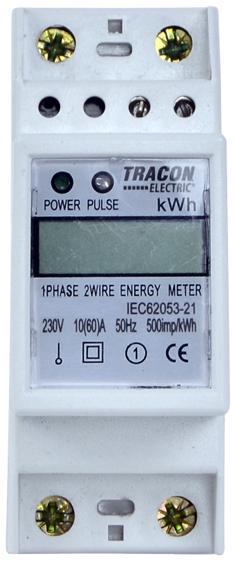 Tracon TVOF12 LCD kijelzésű, közvetlen, 1 fázisú, 2 modul fogyasztásmérő