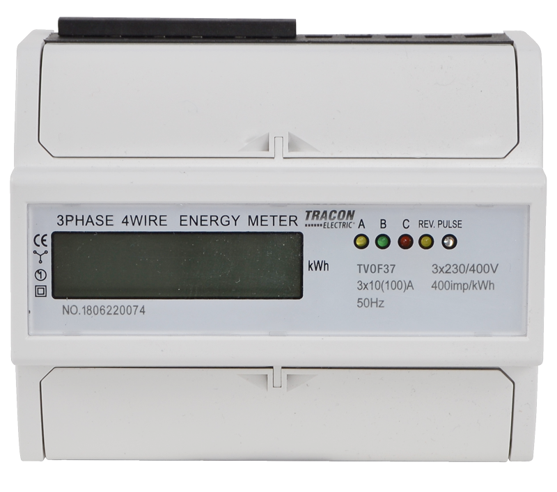 Tracon TVOF37 közvetlen 3 fázisú 7 modul LCD kijelzésű fogyasztásmérő