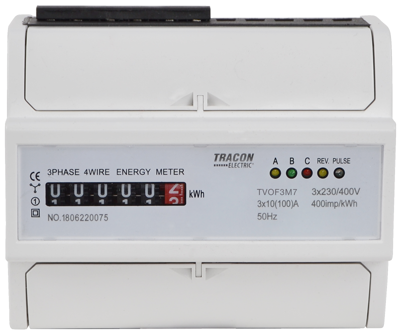 Tracon TVOF3M7 közvetlen 3 fázisú 7 modul elektromechanikus fogyasztásmérő