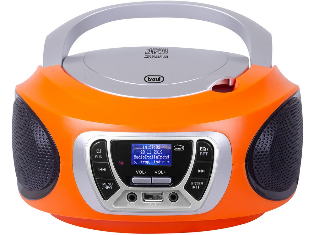 Trevi CMP 510 DAB hordozható CD/DAB/DAB+/FM/AUX/USB narancssárga boombox