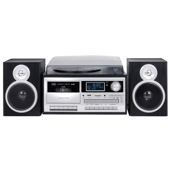 Trevi TT 1072 E fekete retro bakelit lemezjátszó/mini hifi rendszer
