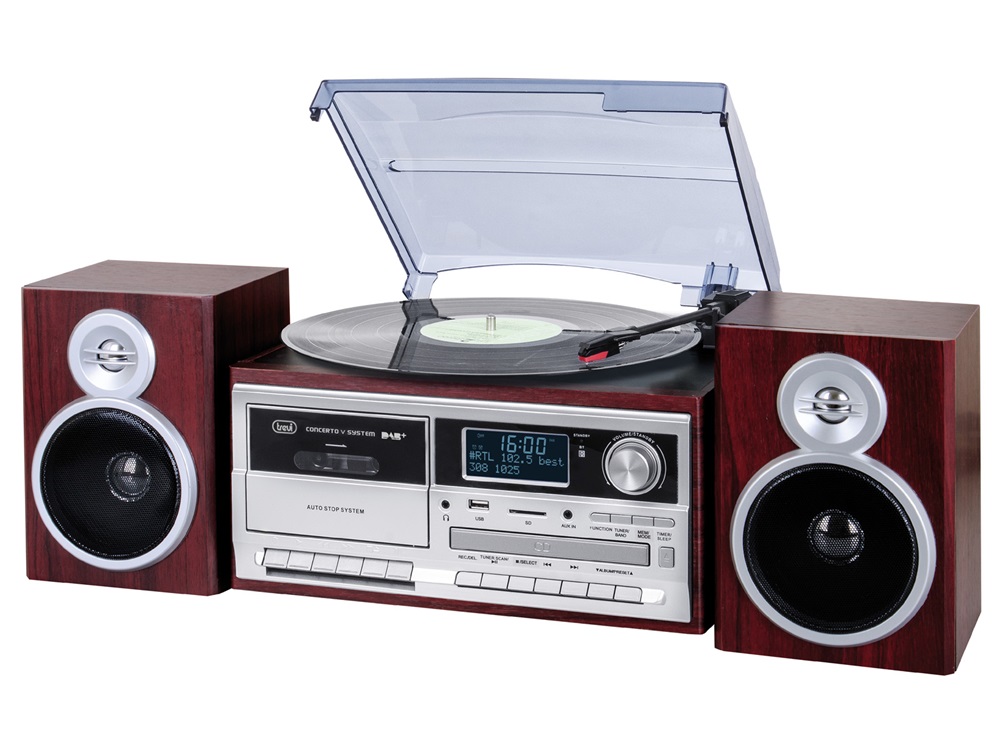 Trevi TT 1072 E fekete retro bakelit lemezjátszó/mini hifi rendszer