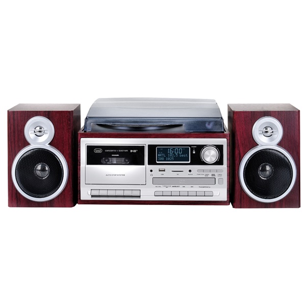 Trevi TT 1072 E sötét fa retro bakelit lemezjátszó/mini hifi rendszer
