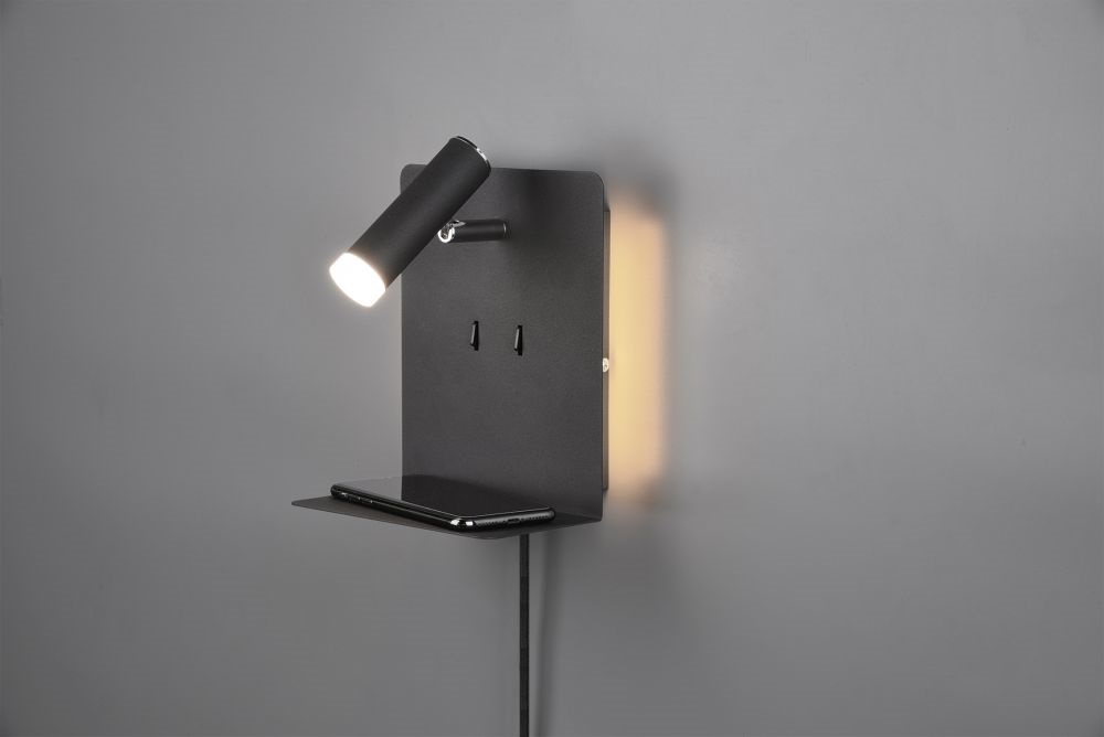 Trio 222570232 3000K/240lm/IP20/fekete USB-s LED fali lámpa