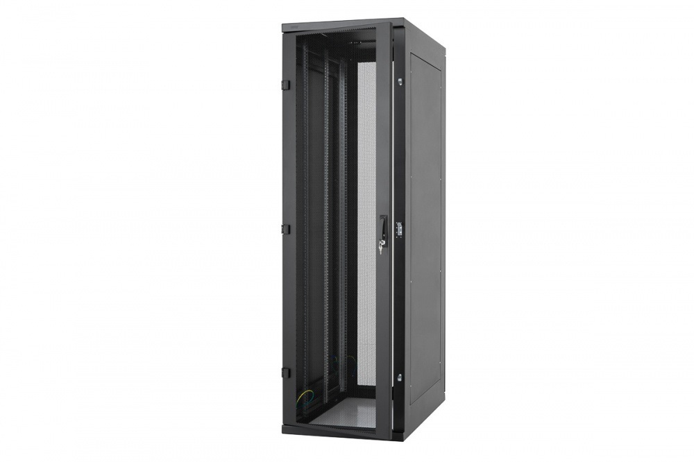 Triton 19" 42U 600x1000 mm Perforált ajtóval, teherbírás 800kg, fekete szerver szekrény