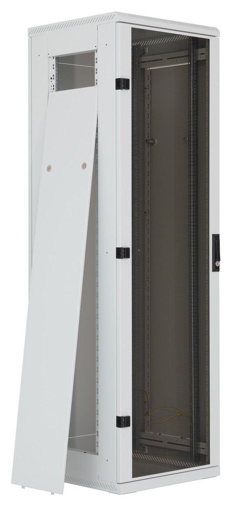 Triton 19" 47U 600x600 mm Biztonsági üvegajtóval, teherbírás 800kg, szürke álló rack szekrény