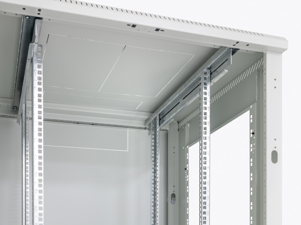 Triton 19" 47U 600x600 mm Biztonsági üvegajtóval, teherbírás 800kg, szürke álló rack szekrény