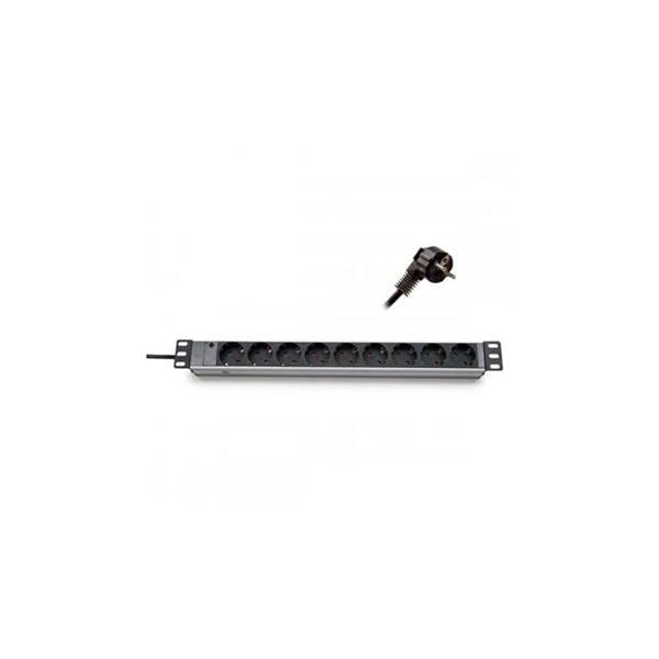 KE-Line 19" elosztópanel 9x250V, kontrol LED-del, 1U, 2,3m