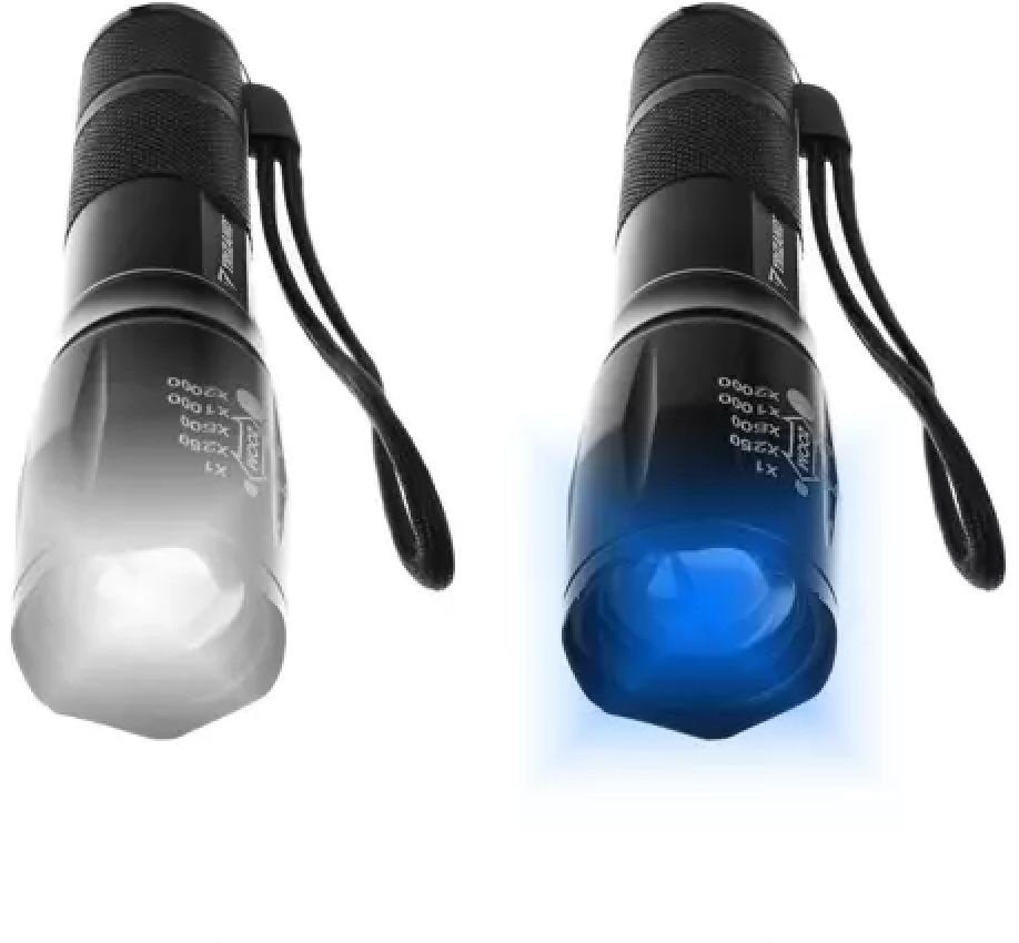 Trizand 2in1 LED/UV zseblámpa, töltővel, akkuval táskában