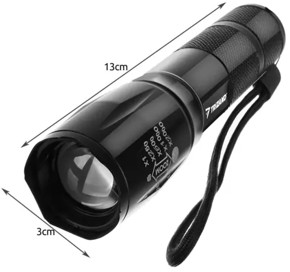 Trizand 2in1 LED/UV zseblámpa, töltővel, akkuval táskában