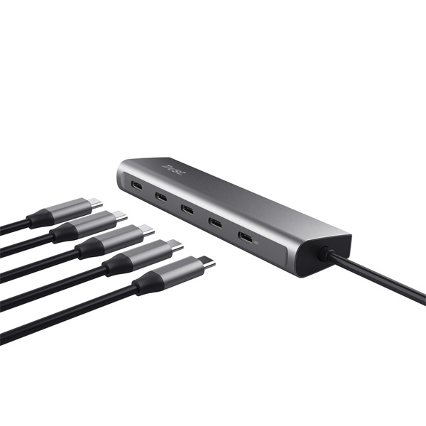 Trust 25136 Halyx 5 portos USB C ezüst hub