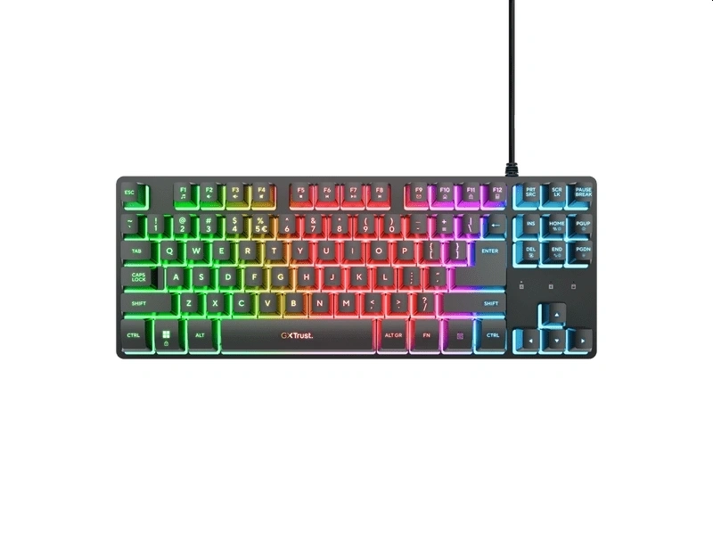 Trust 26063 GXT 833 Thado TKL háttérvilágítású magyar fekete gamer billentyűzet