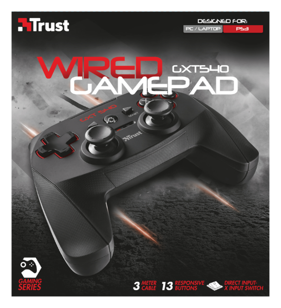 Trust 20712 GXT 540 Yula PC/PS3 fekete gamer kontroller